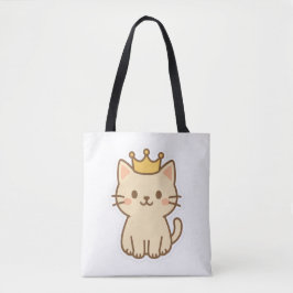 Majestueuze knuffelkat met een kroon tote bag