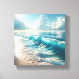 Majestueuze kolkende turquoise golven met dramatis canvas afdruk