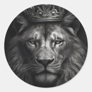 Majestueuze Koning Kroon Leeuw Ronde Sticker