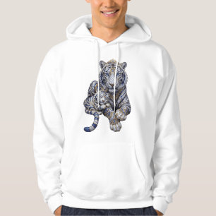 Majestueuze Koninklijke Gejewelde Witte Tijger Kun Hoodie