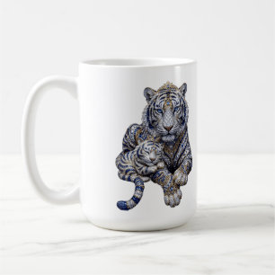 Majestueuze Koninklijke Gejewelde Witte Tijger Kun Koffiemok