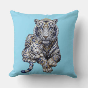 Majestueuze Koninklijke Gejewelde Witte Tijger Kun Kussen