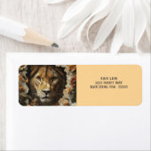 Majestueuze leeuw en elegant bloemontwerp - Labels (Insitu)