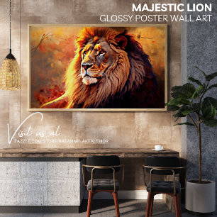 Majestueuze Leeuw Glanzende Poster Muurkunst
