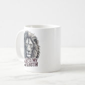 Majestueuze leeuw God is mijn kracht gebaseerd op  Koffiemok (Voorkant links)