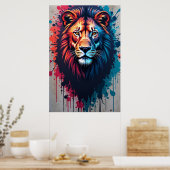 Majestueuze Leeuw Graffiti Kunst Poster (Keuken)