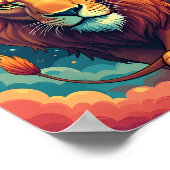 Majestueuze leeuw in de wolken poster (Hoek)