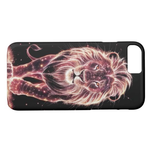 Majestueuze Leeuw in gloeiende Wireframe Art Case-Mate iPhone Case (Achterkant (Horizontaal))
