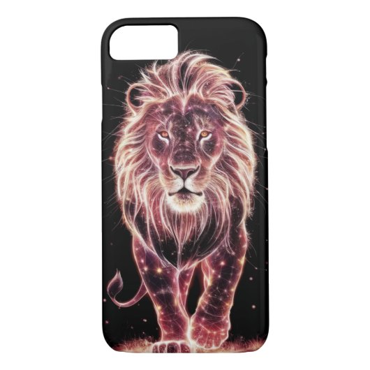 Majestueuze Leeuw in gloeiende Wireframe Art Case-Mate iPhone Case (Achterkant)