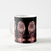 Majestueuze Leeuw in gloeiende Wireframe Art Koffiemok (Voorkant links)