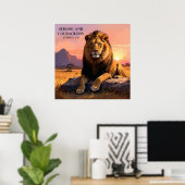 Majestueuze leeuw in wilde religieuze schilderkuns poster (Thuiskantoor)
