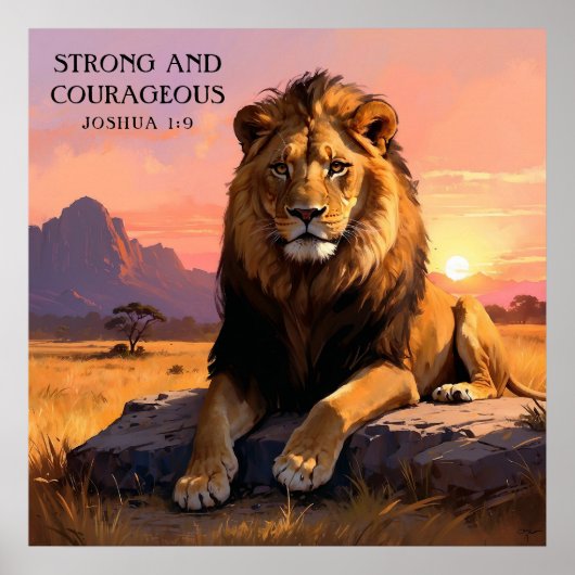 Majestueuze leeuw in wilde religieuze schilderkuns poster (Voorkant)