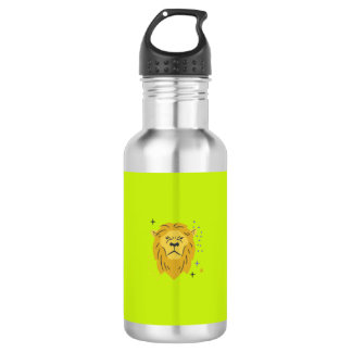 Majestueuze Leeuw Leo Dierenriem Neon Lime Grafisc Waterfles