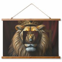 Majestueuze leeuw met kroonwandtapijt | Royal Oerw