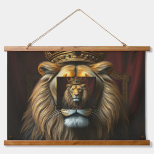 Majestueuze leeuw met kroonwandtapijt Royal Oerw Hangend Wandkleed