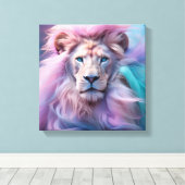 Majestueuze leeuw met zijdeachtige pastelbont - et canvas afdruk (Insitu (Houten vloer))