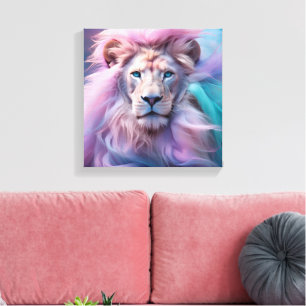 Majestueuze leeuw met zijdeachtige pastelbont - et canvas afdruk