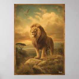 Majestueuze Leeuw – Mid-Century Retro Vintage Safa Poster