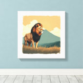 Majestueuze Leeuw Muurkunst Canvas Afdruk (Insitu (Houten vloer))