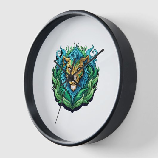 Majestueuze Leeuw Vector Kunst Wandklok-Huis Decor (Hoek)