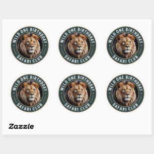 Majestueuze Leeuw Wilde Een Verjaardag Safari Club Ronde Sticker