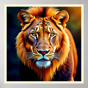 Majestueuze Leeuw: Ziel van de Wilde Koning Kunst Poster