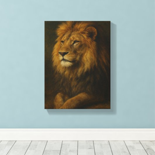 Majestueuze leeuwenportretkunst met regal canvas afdruk (Insitu (Houten vloer))