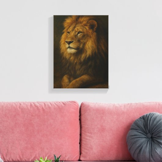 Majestueuze leeuwenportretkunst met regal canvas afdruk (Insitu (Woonkamer))