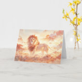 Majestueuze Leeuwenpronk van de Savannah Kaart (Gele Bloem)