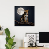 Majestueuze luipaard en volle maan poster (Thuiskantoor)