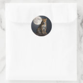 Majestueuze luipaard en volle maan ronde sticker (Tas)