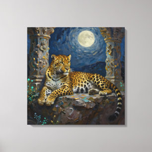 Majestueuze luipaard op kliffrand   canvas afdruk