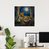 Majestueuze luipaard op kliffrand poster (Thuiskantoor)