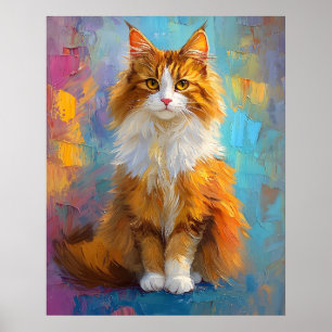 Majestueuze Maine Coon Kat – Koninklijk Digitaal P Poster