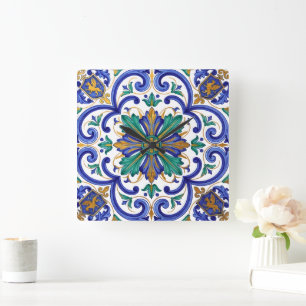 Majestueuze Majolica barok Italiaans Vierkante Klok