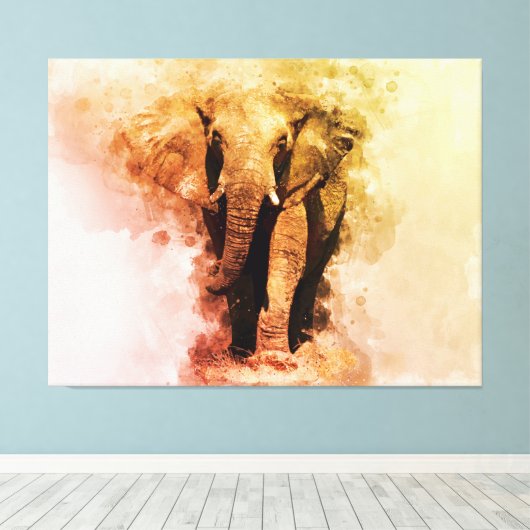 Majestueuze man Afrikaans Olifant Wandelen Waterve Canvas Afdruk (Insitu (Houten vloer))