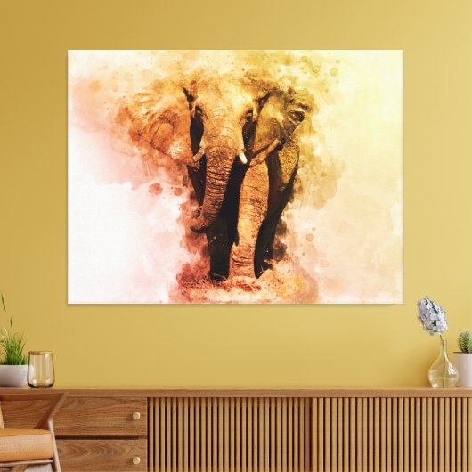 Majestueuze man Afrikaans Olifant Wandelen Waterve Canvas Afdruk (Insitu (Woonkamer))