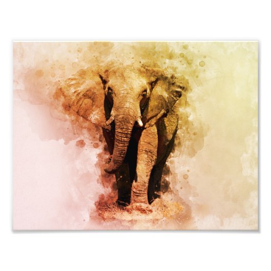 Majestueuze man Afrikaans Olifant Wandelen Waterve Foto Afdruk (Voorkant)