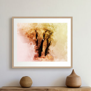 Majestueuze man Afrikaans Olifant Wandelen Waterve Poster