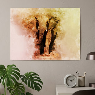 Majestueuze Mannelijke Afrikaanse Olifant Wandelen Poster