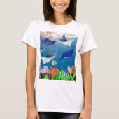 Majestueuze manta's en koralen rif oceanische wond t-shirt (Voorkant)