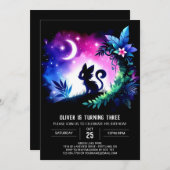 Majestueuze moderne kattenverjaardag kaart (Voorkant / Achterkant)