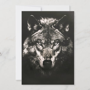 Majestueuze Monochrome Wilde Wolf Feestdagenkaart