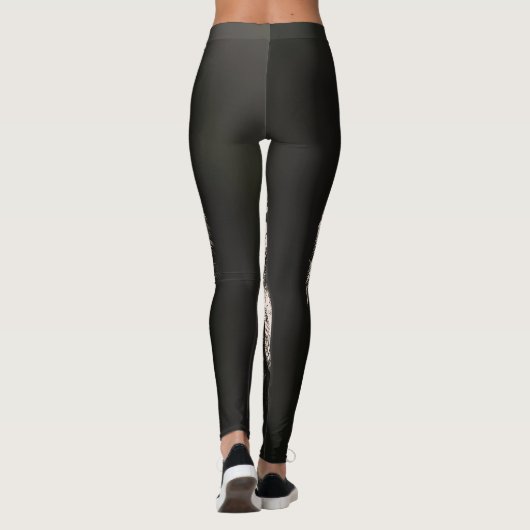 Majestueuze Monochrome Wilde Wolf Leggings (Achterkant)