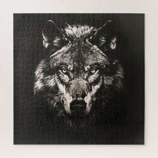 Majestueuze Monochrome Wilde Wolf Legpuzzel (Verticaal)