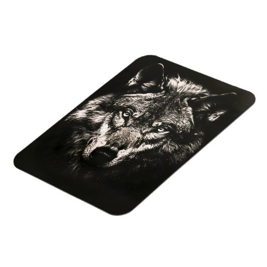Majestueuze Monochrome Wilde Wolf Magneet (Linkerzijde)