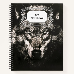 Majestueuze Monochrome Wilde Wolf Notitieboek