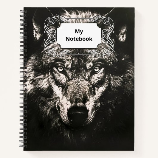 Majestueuze Monochrome Wilde Wolf Notitieboek (Voorkant)