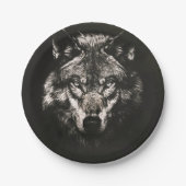 Majestueuze Monochrome Wilde Wolf Papieren Bordje (Voorkant)