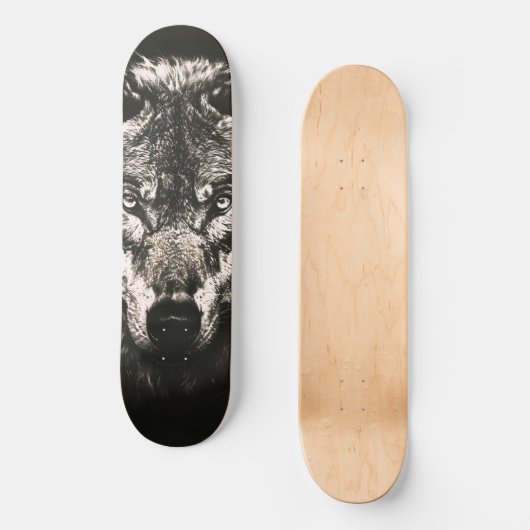 Majestueuze Monochrome Wilde Wolf Persoonlijk Skateboard (Voorkant)